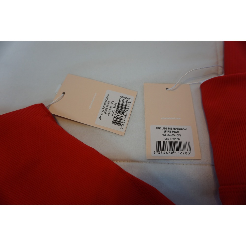 Wilo The Label Fire Red Ribbed Activewear Set XS Tank Top and Ruched Leggings - Picture 4 of 9